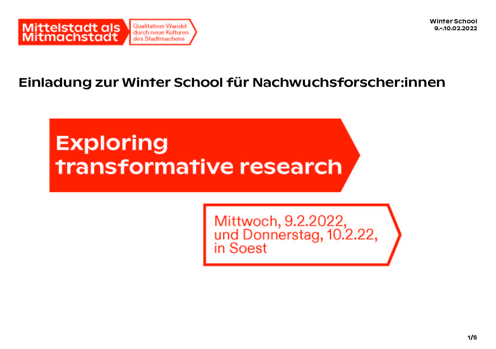 Winterschool Graduiertenkolleg "Mittelstadt als Mitmachstadt"